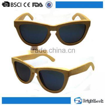 2016 Fashionable 100% handmade yellow frame oem cat eye wooden male sunglasses dropshipping for ladies