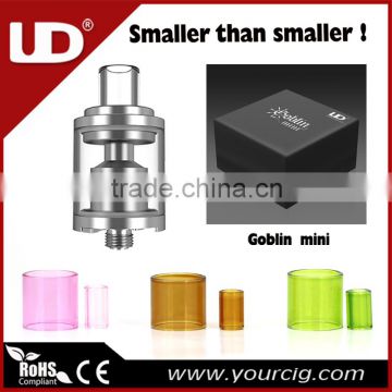 World's smallest RTA! UD Goblin Mini colorful pyrex tank with 3ml juice capacity and bottom air intake hole