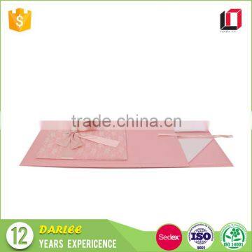 High Quality Cardboard Paper Pink Luxury Ladies Bag Packaging Gift Box With Ribbon Lid