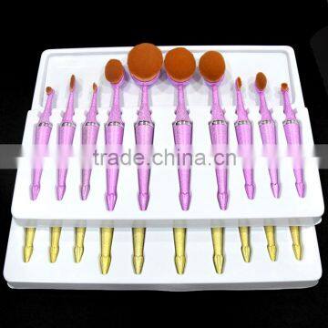 Hot 10pieces Frosted Handle Toothbrush Oval Cosmetic Makeup Brush Set