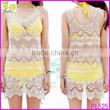 Very Hot Sale Women Lady Girls Sexy Hollow Crochet Sleeveless Swimwear Bikini Cover Up Beach Dress