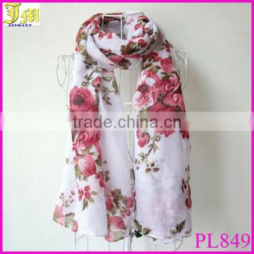 2015 New Stylish High Quality Flower Print Voile Scarf Shawl