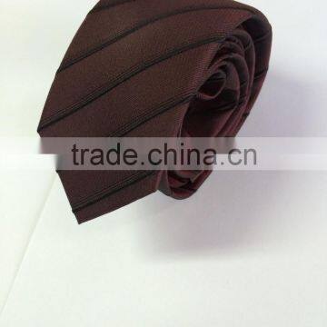 Men's 100% silk tie with burgundy/black diagonal strip design