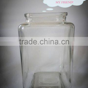 1.5 Litre huge square shaped clear glass candle empty jar