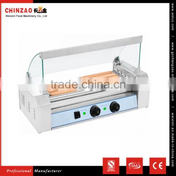 Commercial Hot Dog Roller and Bun Warmer Machine With Glass 5 Rolloers