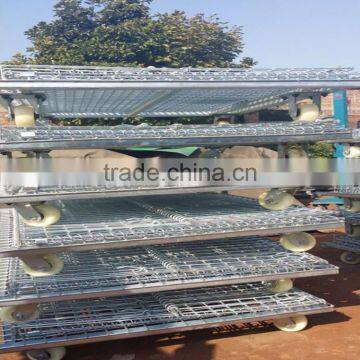 Q235 cold-rolled steel foldable rolling metal storage cage heavy duty storage cage with wheels