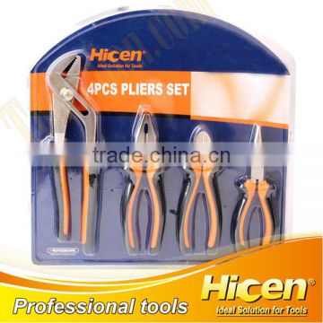 4pcs Bi-color Plastic Handle Pliers Set