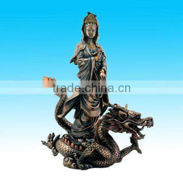 Bronze Kuan Yin with Easter Dragon Buddhism Display Statue