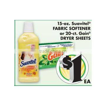 15-OZ.SUAVITEL FABRIC SOFTENER OR 20-CT.GAIN DRYER SHEETS