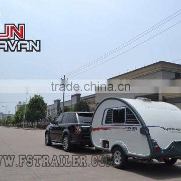 Teardrop type fiberglass mini caravan