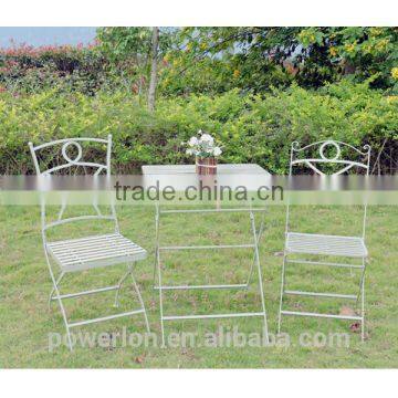 Wrought iron stylish light green square coffe table patio set