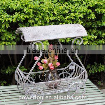 Antique Grey Metal Courtyard Flower Pots