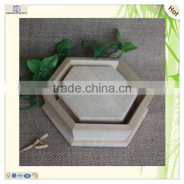 Individual Hexagon Wood Storage Picnic Tray Hamper photo-4