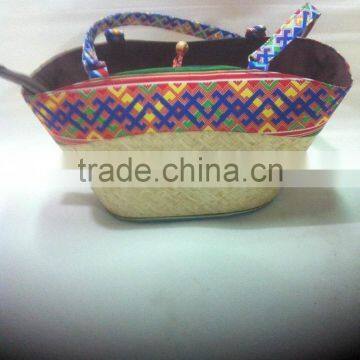 High quality best selling bamboo handbag with colorful clothing from vietnam