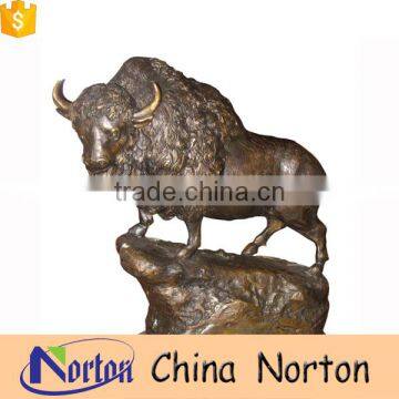 Outdoor Brass Bison Sculpture on the base NTBA-B014Y