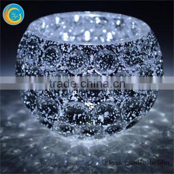 Elliptical Broken Silver Plating Glass Candle Holder photo-5
