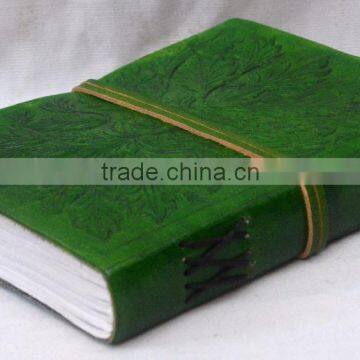 Handmade Vintage Bunch Of Leaf Embossed Leather Journal photo-3