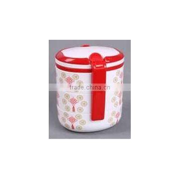 Portable Three Layers Oval Lunch Box With Lock photo-2