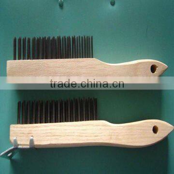 wooden handle wire brush with scraper