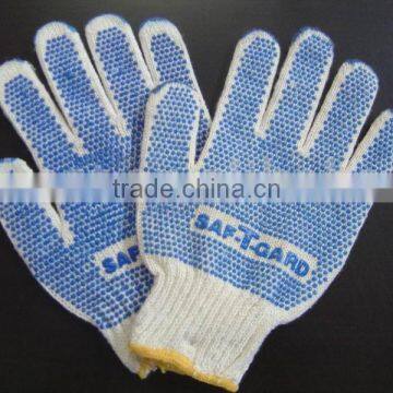 7guage string knit cotton gloves with OME logos on the palm