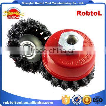 4" steel wire cup brush wheel twist knot crimped bowl disc abrasive M14 round grinding cheaning brush