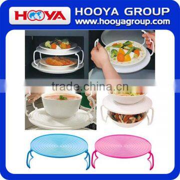 New Useful 4 in 1 Microwave Support Microwave Folding Tray Holder Round Plate Double Mat Layer photo-4
