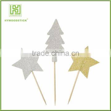 Biodegradable Childrens Cake Toppers Creative Wooden Bamboo Food Skewers