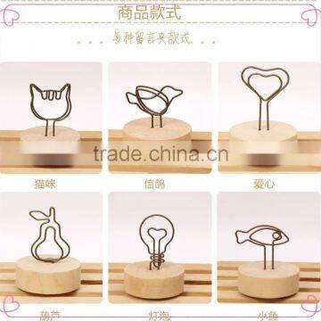 Personalized Various Shapes Round Wooden Base Memo Card Clips photo-1