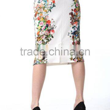 New Arrival Ivory Floarl Print Zip Fastening Back Pencil Skirt Woman Tube Skirt photo-5