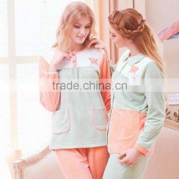 Autumn And Winter Girls Thick Velvet Suit Soft Printed Pajamas Plus Size