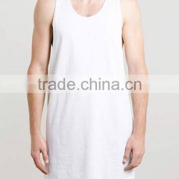 Custom 100% Cotton White Color Men Long Tank Top photo-2