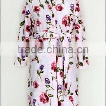 Fashion Printed Coral Fleece Bathrobe With Hat