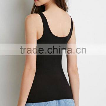 2015 New Fashion Black Stretch Knit Tank Stringer Tank Top Wholesale photo-3