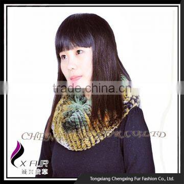 CX-B-76F 2016 Fashion Scarf Rex Rabbit Fur Snood Knitted Poncho And Shawl photo-5