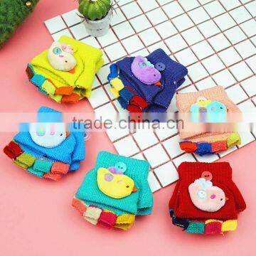 TC13018 New design cute animal knitting pattern kids gloves with half fingers