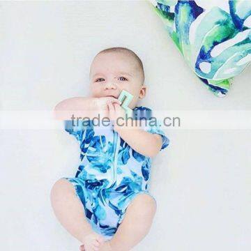 YF71210 short sleeve baby clothing tree leaf pattern summer baby climbing clothes