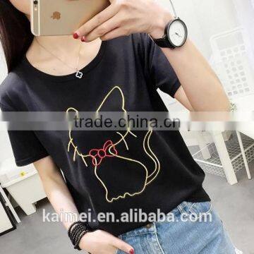 2017Wholesale OEM Eco-Friendly Unique Design Amazing Quality Hot-selling Best Choice Short Sleeve Casual Lady T-shirt TC(70/30) photo-2