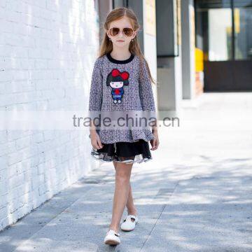 COOL KID ZONE 2016 winter kids girls dresses casual Pullovers dress The little girl pattern long sleeve long girl dress