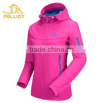 2017 Hot Sell OEM New Design Outdoor Women Hooded Softshell Jacket With Function photo-3