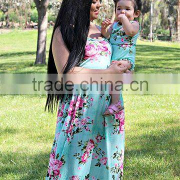 Adorable Summer Long Dress Mommy And Me Maxi Dress Girl Romper Baby Dress Pictures photo-3