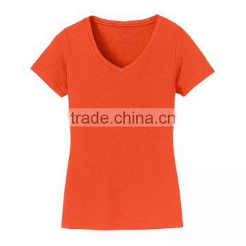 China Supplier Ladies V-neck 100 Polyester Fashion Basic Quick Dry Tshirt photo-2