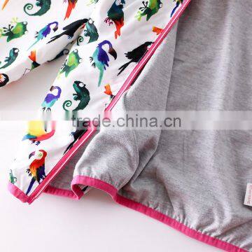 S60598B Woodpecker Printed Hooded Jacket Baby Girls Outwear photo-5