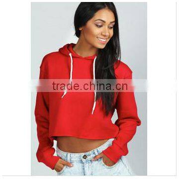 Sexy crop top plain women's cheap hoodies/sweatshirts