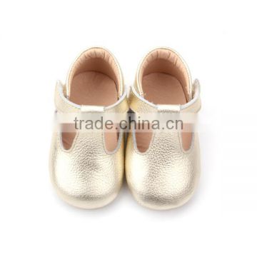 Baby hard sole leather baby shoes walking T bar shoes prewalker