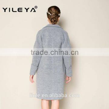 Hot Sale New Fashion High Grade Grey Long Style Ladies Hand Knitting Wool Coats photo-2