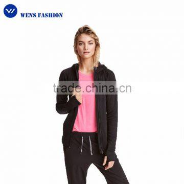 New Style Breathable Womens Blank Black Coat Slim Fit Sports Jacket