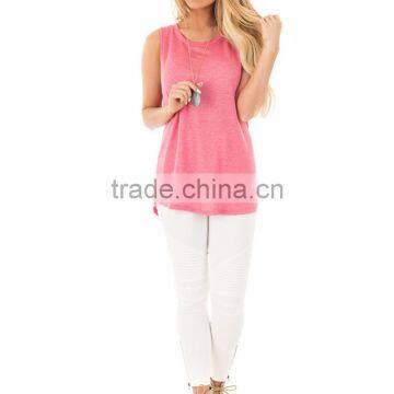 Cotton Tank Top backless short front long back hollow plain dyed Solid Sold By PC