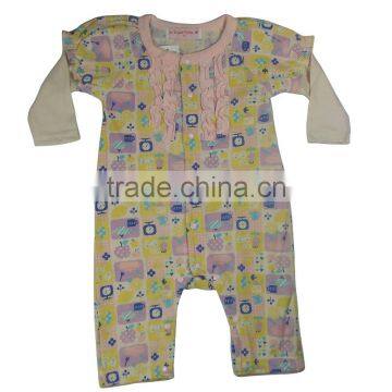 Baby Clothes, 100% Cotton Baby Girl Long Romper, Allover Print Romper photo-4