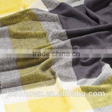 2014 Winter Fashion Hot Sale Gray and Yellow Plaid Scarf photo-2