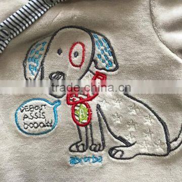 75% Cotton 25% Polyester Velour Baby Boys Footed Romper photo-4